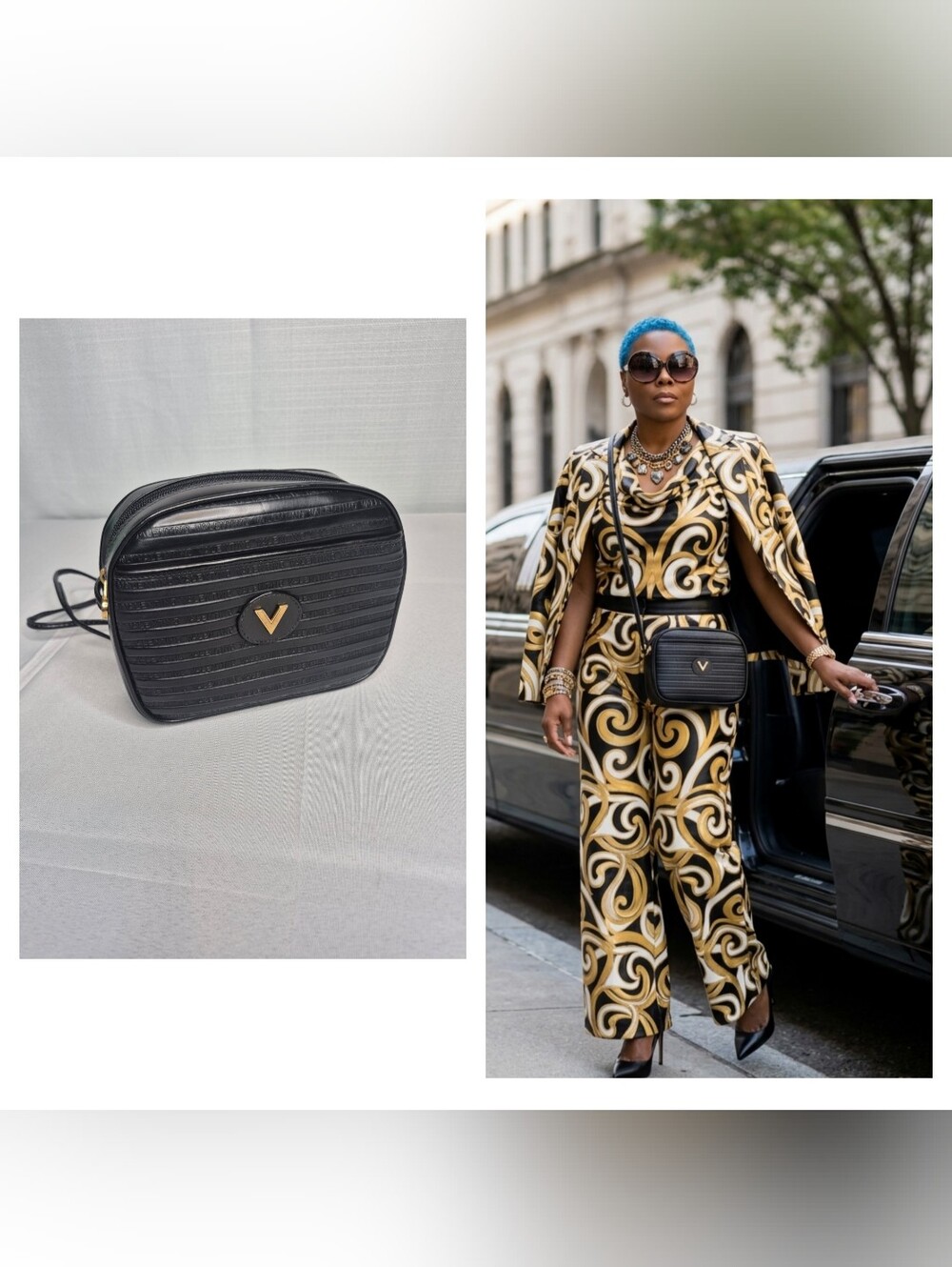Mario Valentino V-Strap Quilted Crossbody Bag